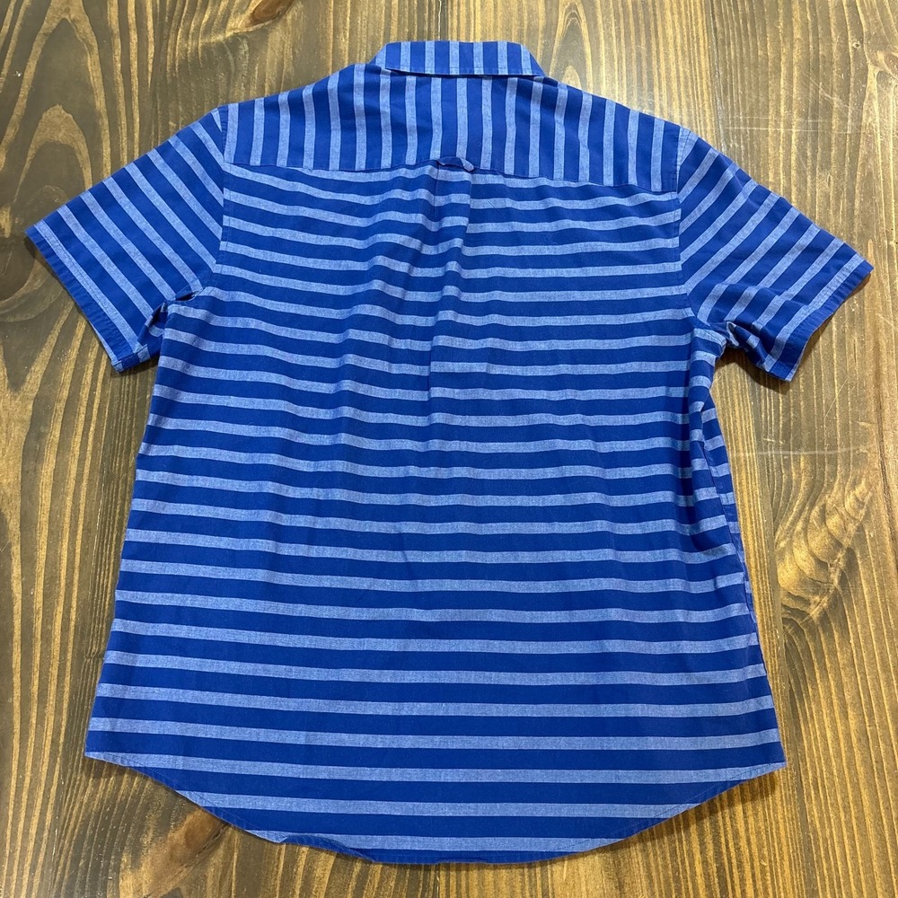 ORIGINAL PENGUIN Button Up Shirt Mens Medium Blue Striped Short Sleeve Classic - Picture 3 of 8